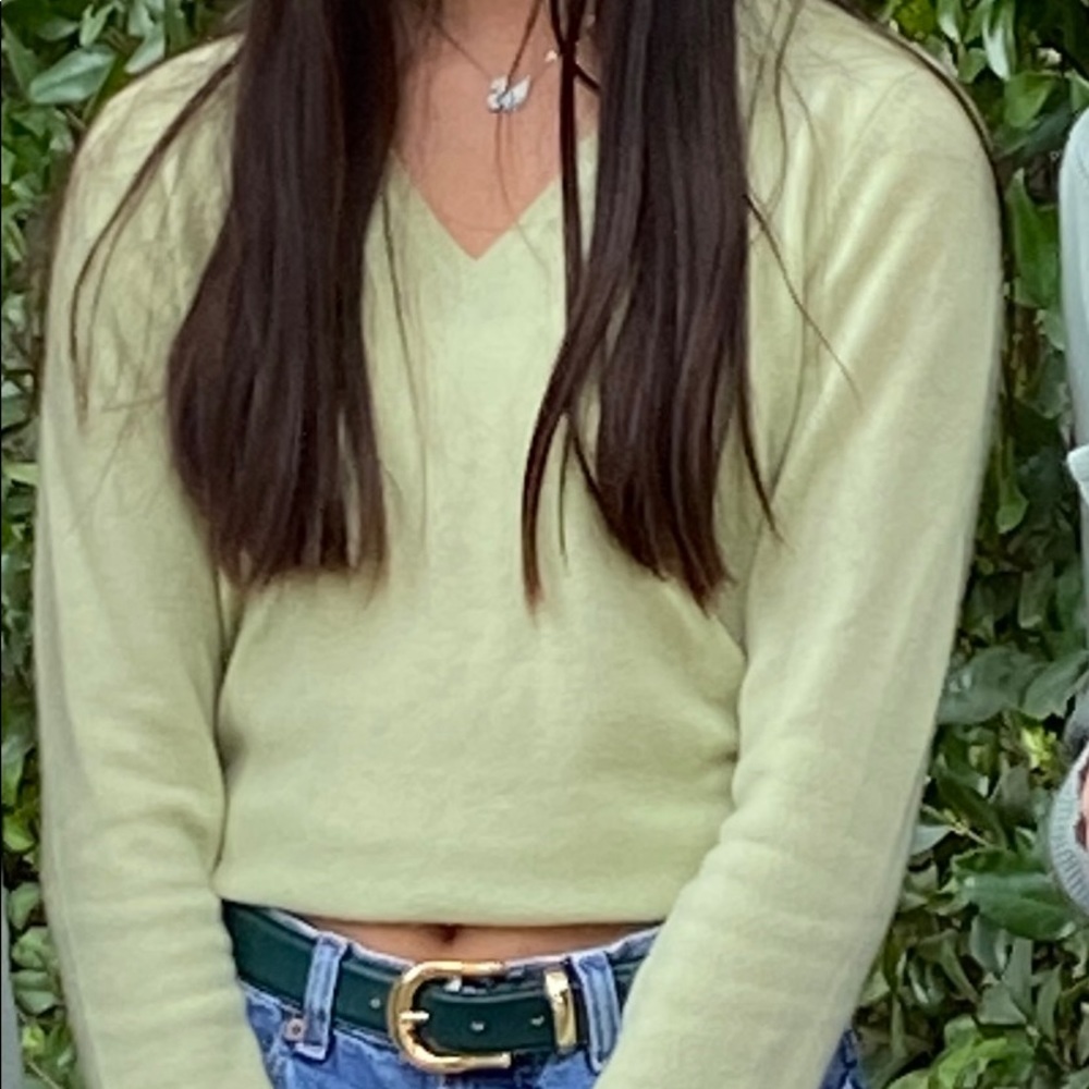 Light Green Cashmere V Neck Sweater